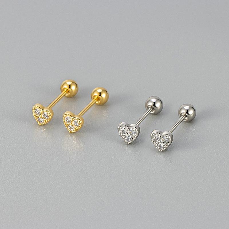 Heart Shaped Stud Earrings With Micro Zirconia Simple And Elegant Heart Earrings For Women Fashionable And Delicate Jewelry