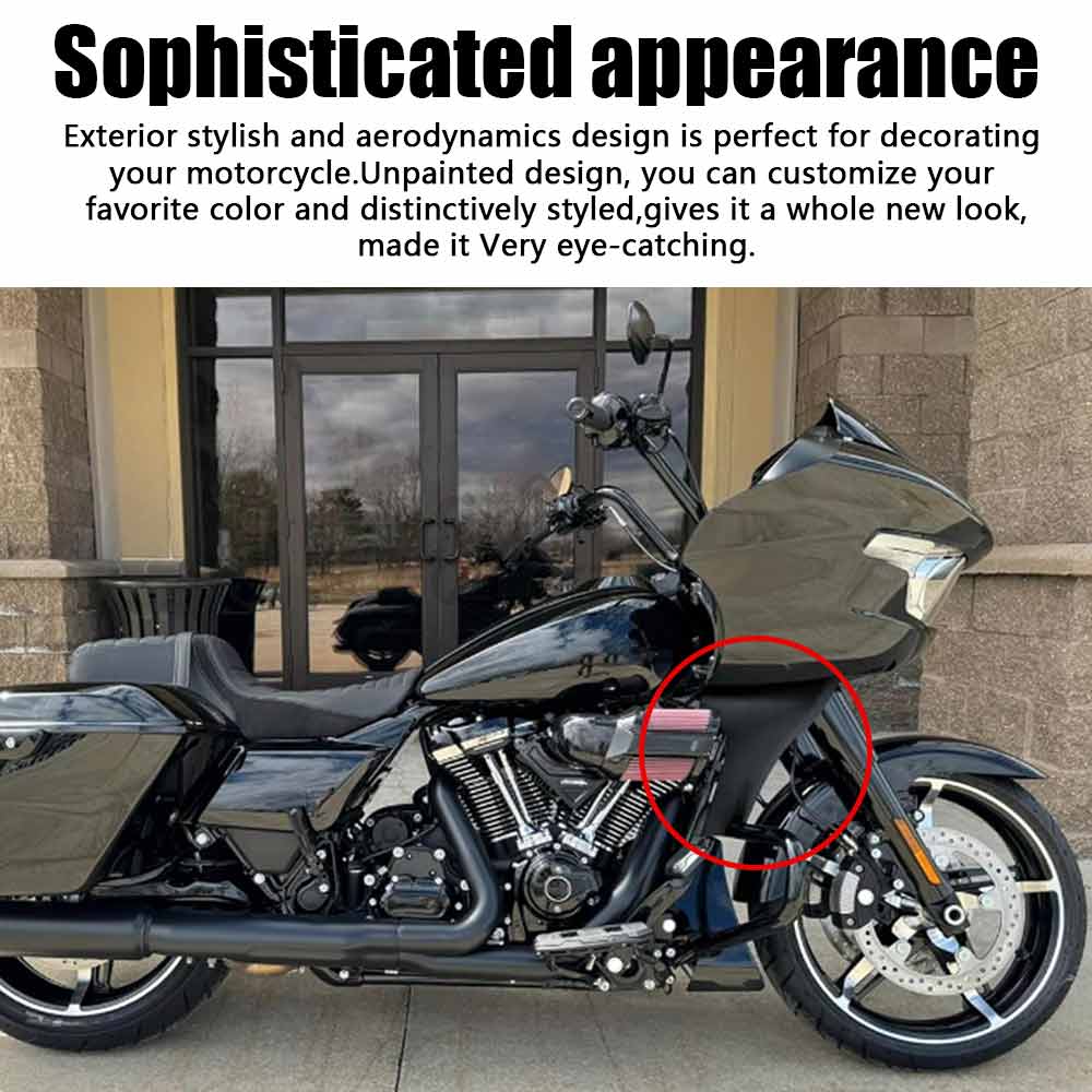Motorcycle Front Side Fairing Panel with Bracket Kits Gloss Black Iron Alloys ABS For Harley CVO Road Glide Upgrade 2024 -Later