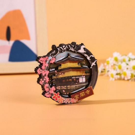 Japanese Epoxy Wood Refrigerator Magnets - Cute Cartoon Cultural Souvenirs, Soft Magnetic