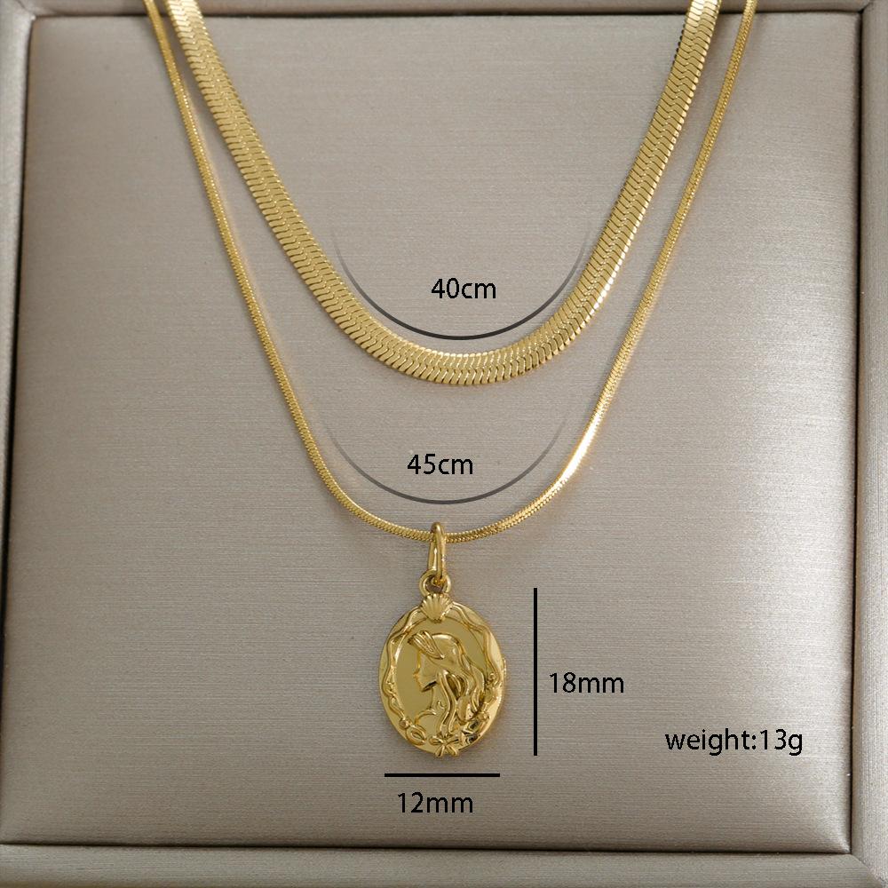 Custom 304 Stainless Steel 18K Gold Plated PVD Doble Collarbone Necklace Waterproof Heart Butterfly Pendant Women