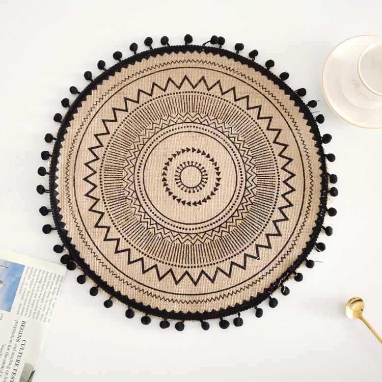 38cm Natural Vintage Jute Woven Placemats Bohemian Style Party Decoration Hanging Wall Decor Mat Vase Mat Table Mats Placemat