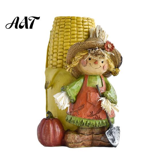 Waterproof Garden Holiday Accents Autumn Harvest Figurine Ornament, Decorative Resin Statue, Turkey/Scarecrow/Pumpkin Unique Gift for Friends Tabletop