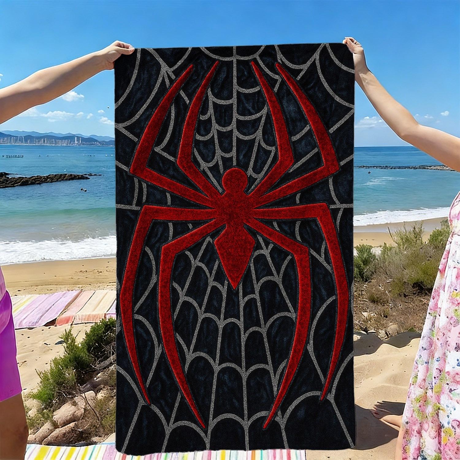

1pc Spider Web Beach Towel, Microfiber Quick-Dry, Sand-Resistant Lightweight, Ideal for Seaside Vacation Pool Party Beach Picnic W30*H60(CM)