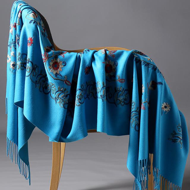 New Arrival Shawl Autumn Winter Scarf Embroider Flower Scarf Shawl Fringed Scarves Women Scarf Designer Bufanda Mujer