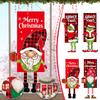 Christmas Holiday Seasonal Sign Hanging Decor Christmas Decoration Hanging Santa Clus Banner For Front Door Home Xmas Wall