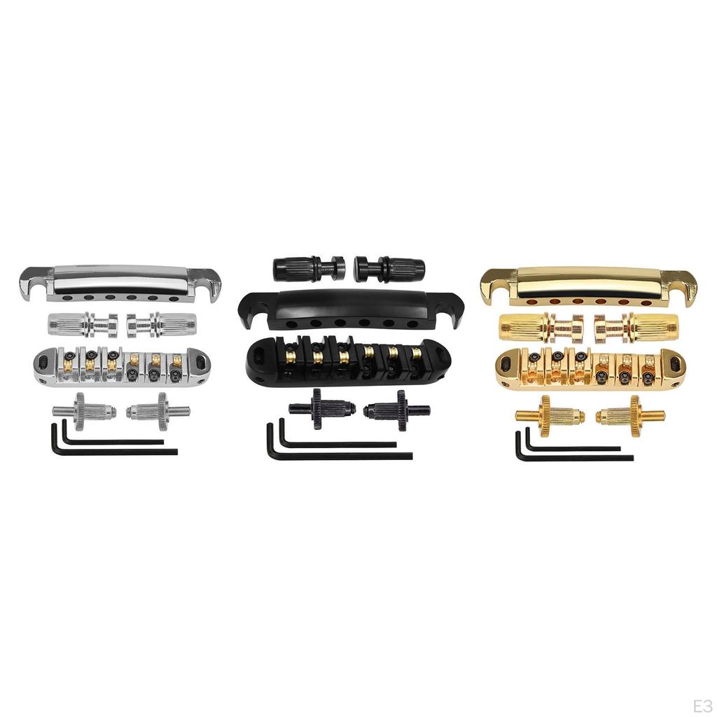Guitar Replacement Parts Set ,Locking Bridge, Bridge Tailpiece, Durable, Roller Saddle Kits
