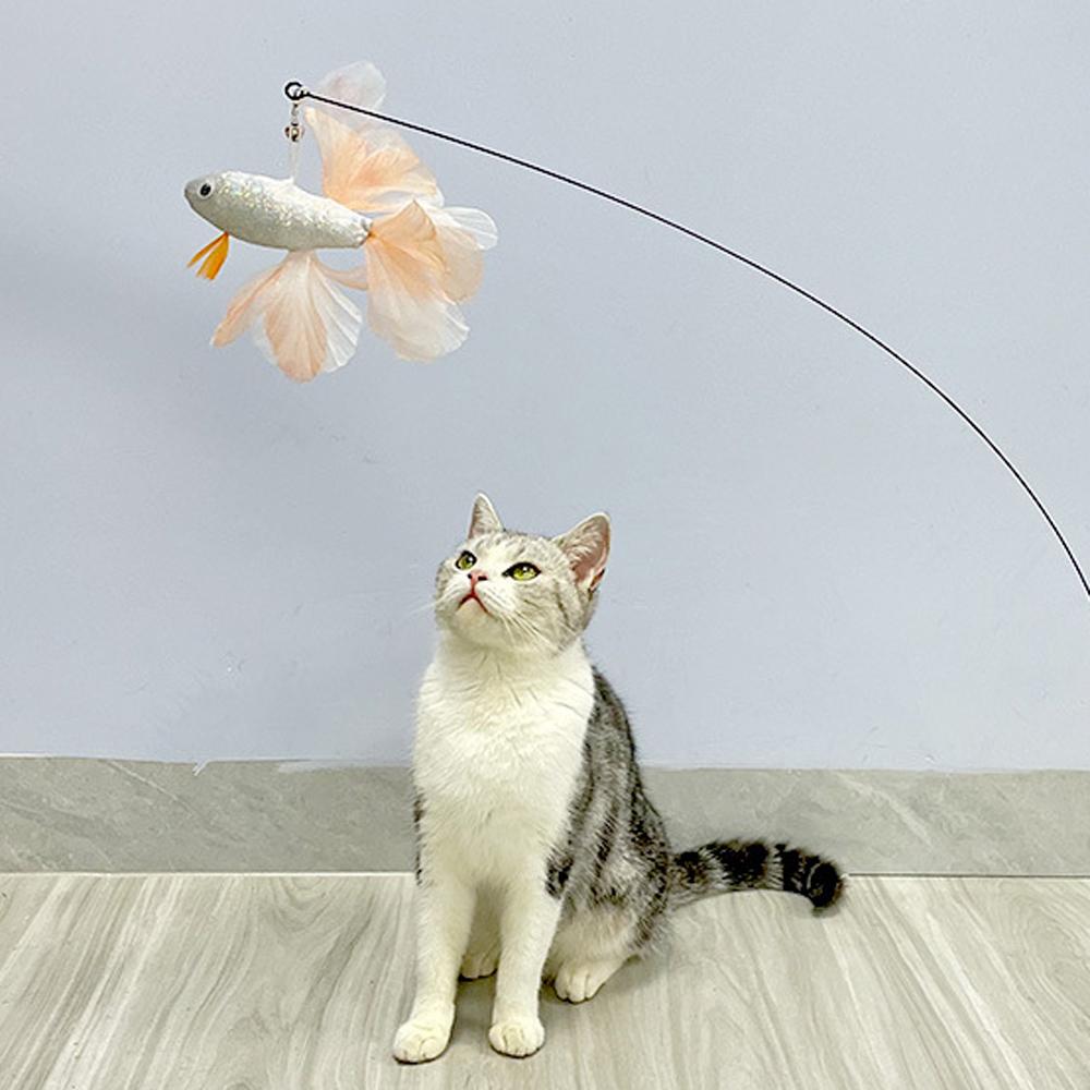 Colourful Fish Cat Teaser Stick Goldfish Fighting Fish Shape Cat Toy Funny Pet Toy