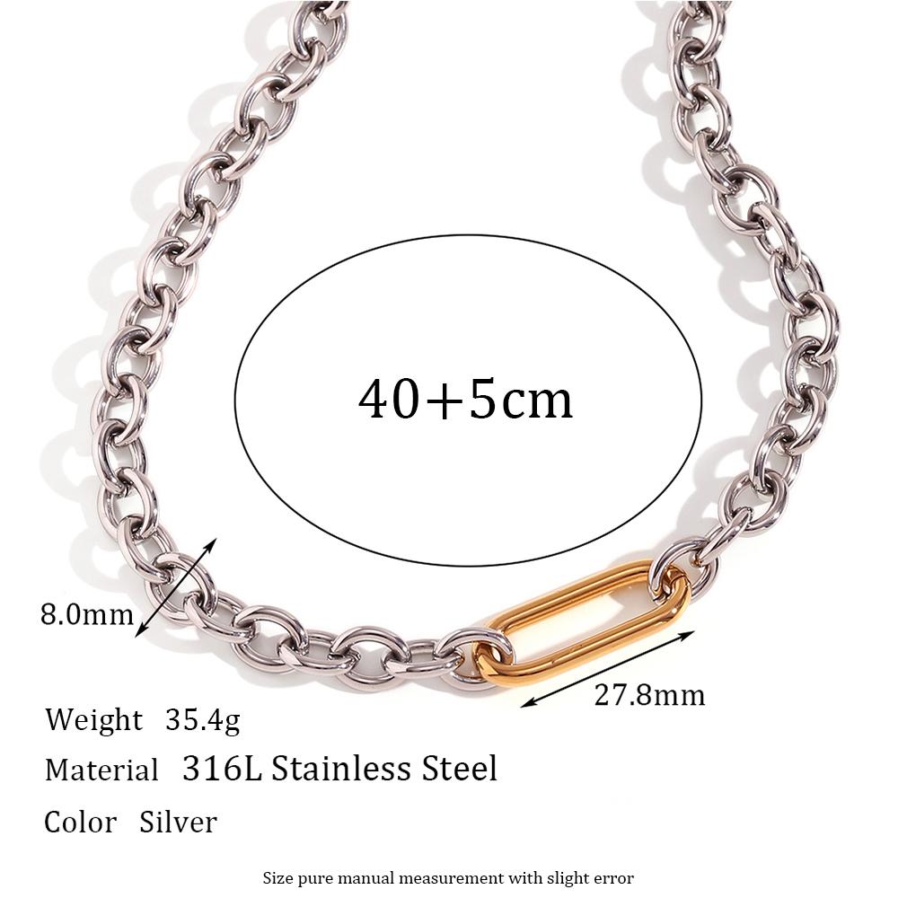 MamacitaSlay Simple 18K Gold Plated Stainless Steel O-chain Asymmetrical Bracelet Necklace Daily Unique Waterproof Jewelry Gift