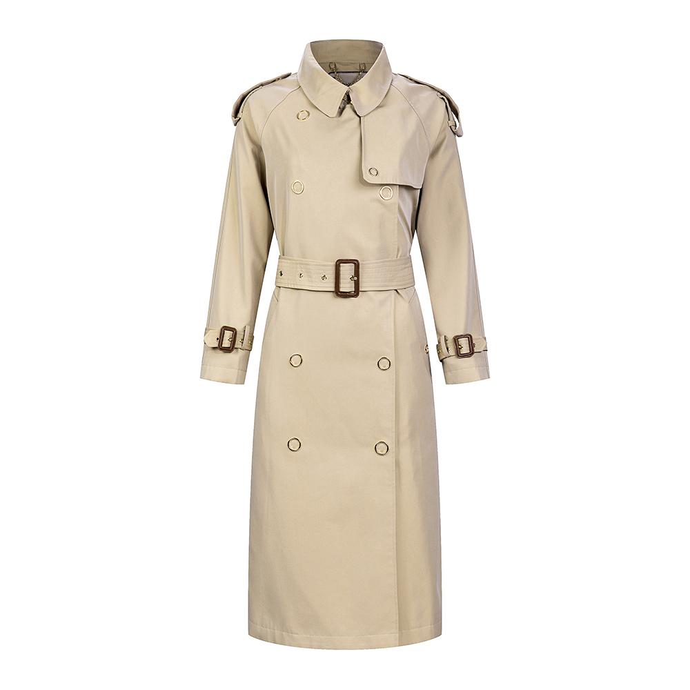 

Тренч для женщин, длинная модная ветрозащитная верхняя одежда, ветровка, женская одежда L дубильная кора