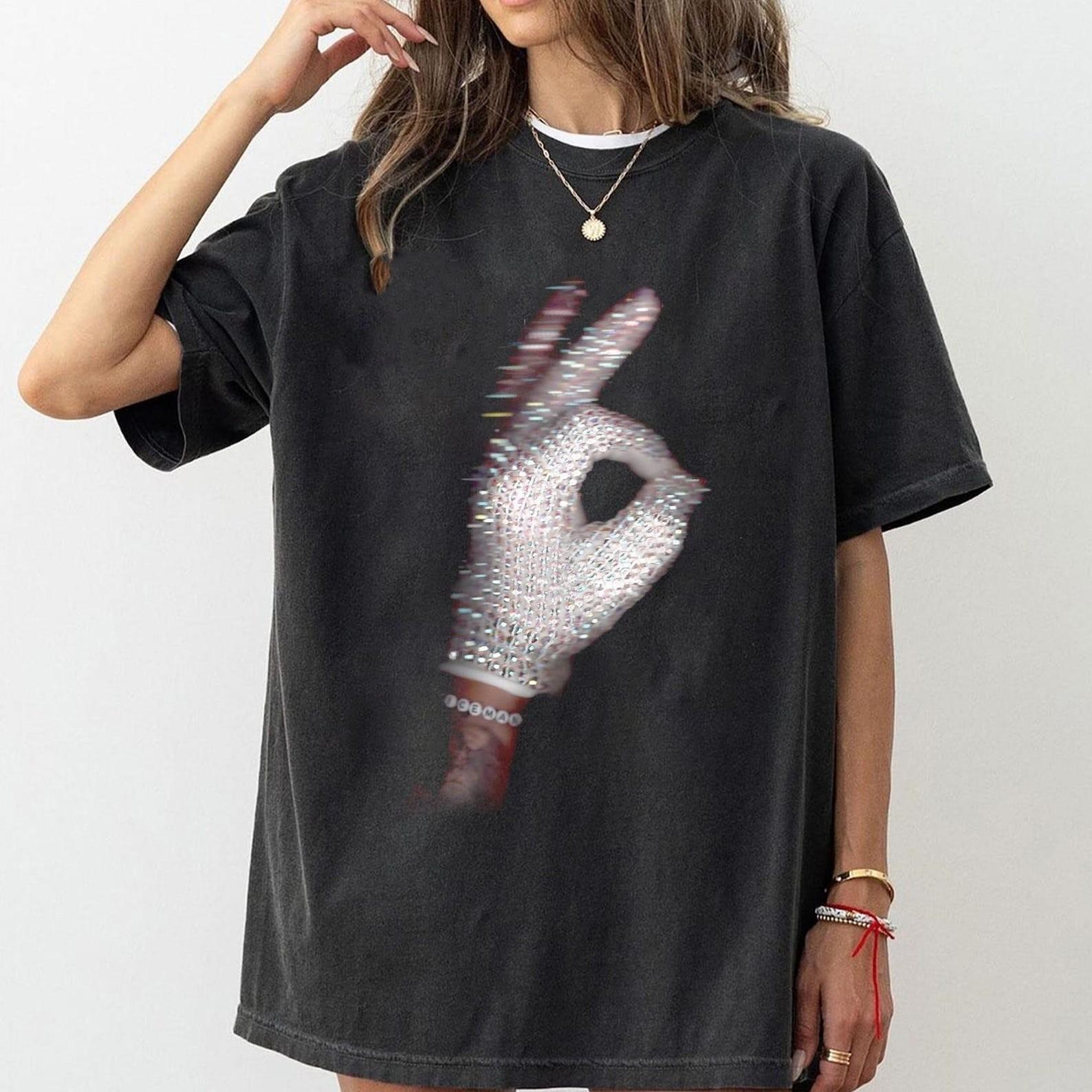 Iceman Album Inspired T-Shirt, Sparkly Glove Hand Shirt, Pop Concert Tee XXL