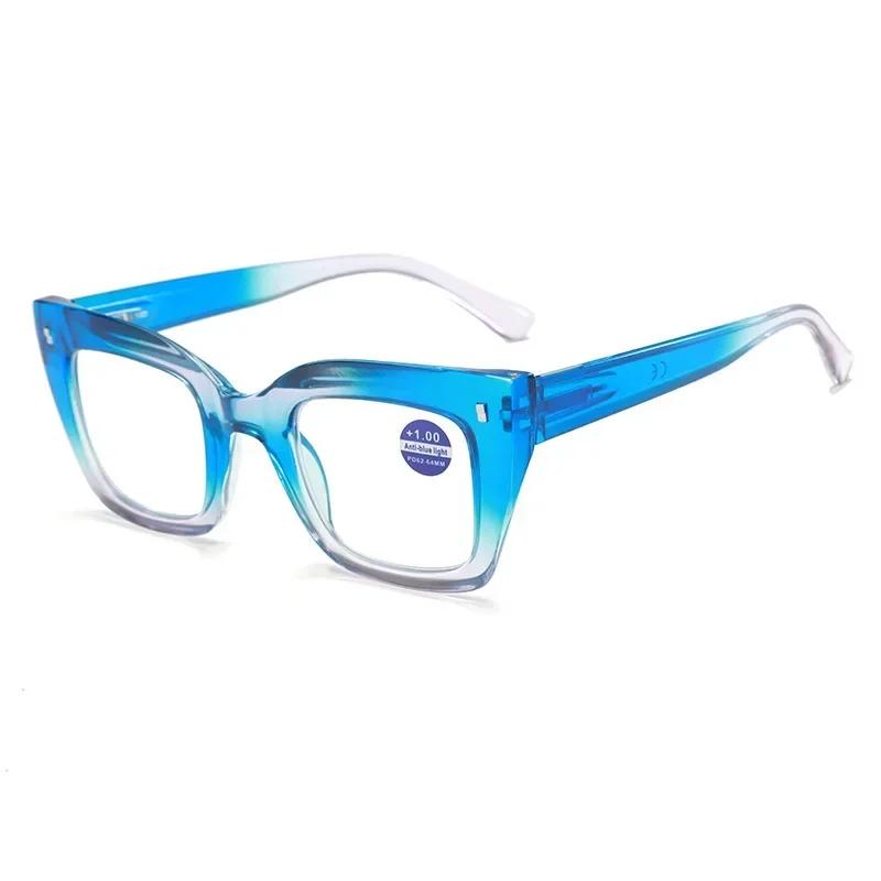 Thick Large Frame Reading Glasses Fashionable Rainbow Color Presbyopia Glasses for Women Anti Blue Light Clear Lens Eyewear
