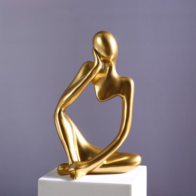Y Mini Abstract Thinker Statue - Modern Resin Sculpture for Home Decor & Living Room Creative Figurine for Bookshelf Office Desk
