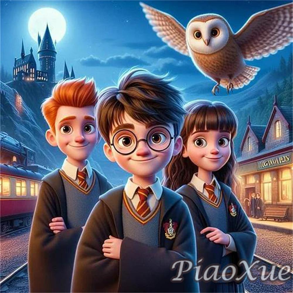 5D Diy Diamond Art Painting Harry Potter Cartoon Magic Castle Snowflake Mosaic Embroidery Jewelry Cross Stitch Kit Kids Gift