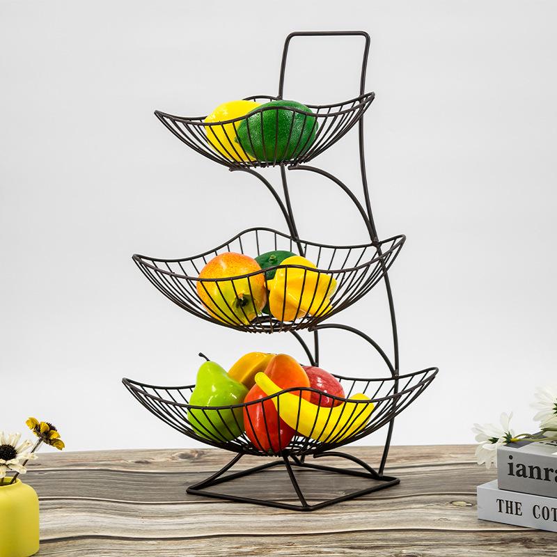 European Style Three-Tier Fruit and Snack Storage Rack for Living Room Coffee Table