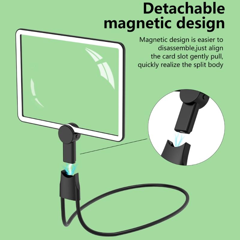 48 LED Hands Release Magnifying Glass 2X Zoom Large Lens Cold Warm Natural Light For Closes Up Tasks Elderly Use