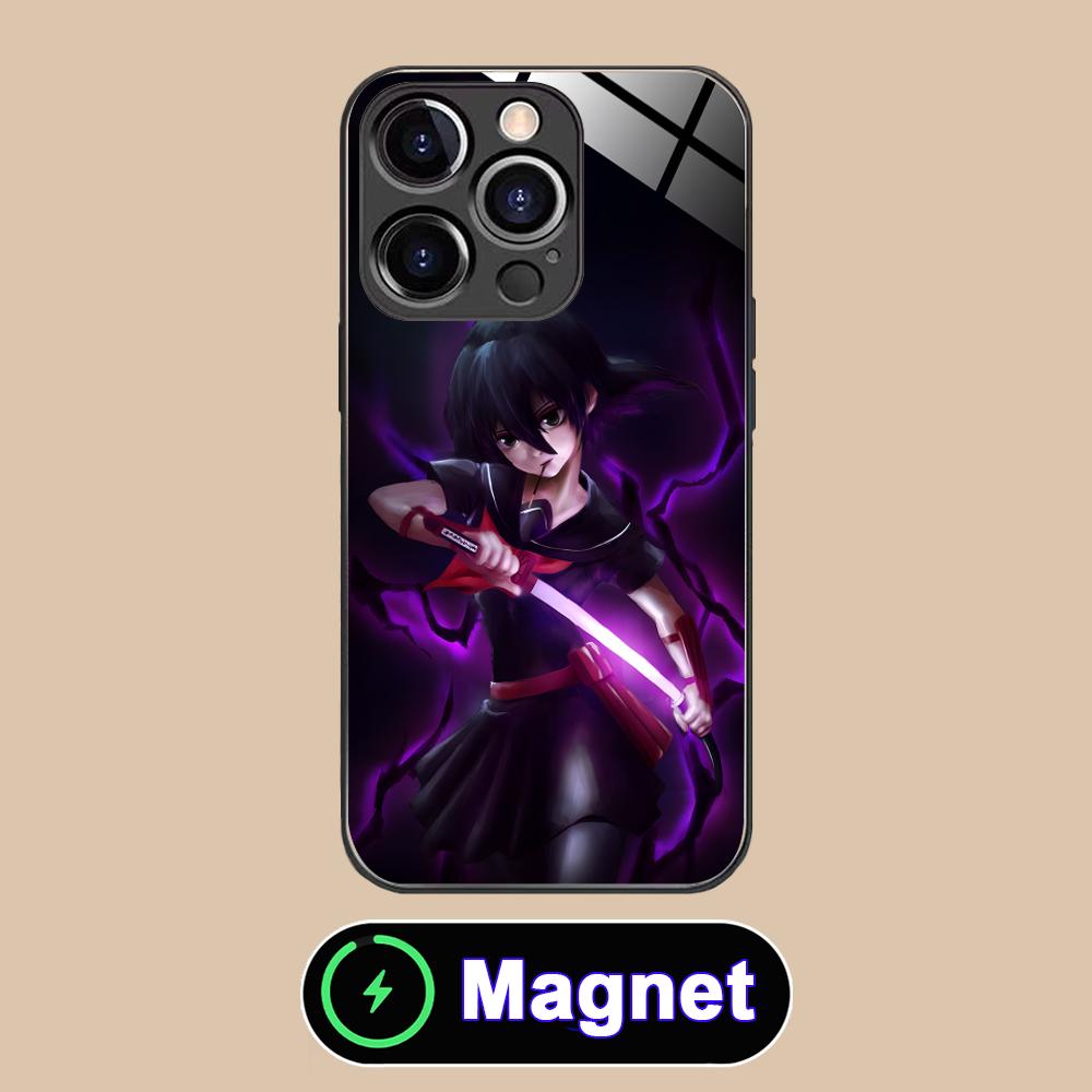 Akame Kurome Glass MagSafe Mobile Phone Case for iPhone 17 16 15 14 13 12 11 Air Pro Max Plus Mini Colorful Cover