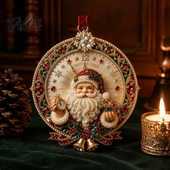 Festive Home Accents Cute Santa Christmas Ornaments, 2D Flat Acrylic Claus Hanging Ornaments Decoration for Holiday Tree, Indoor, Outdoor Party Decor
