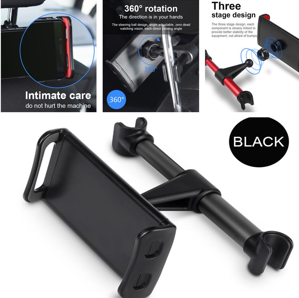 Car Back Seat Headrest Mount Holder For 4-11" Screen Phones&Tablet&iPad Black