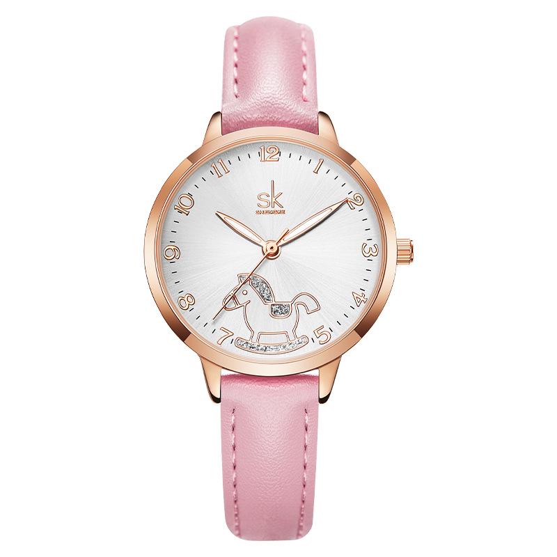 SK Brand Women's Diamond-Studded Carousel Watch - Academic Style, Douyin Live Stream, Model 9027