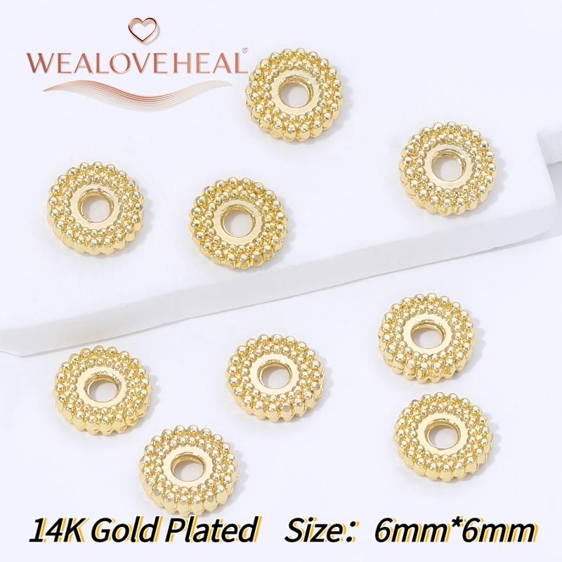 14K Gold Plated Brass Round Spacer Beads Accessories Wholesale,6/8mm Separator beads for DIY Bracelet Necklace Making Supplies