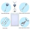 Women Retractable Badge Reel Lanyard with ID Card Holder Necklace Name Badge Holder Lanyard Stainless Steel Beaded Chain