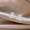 Korean Floral Pearl Stud Earrings, French Casual Light Luxury Design, Versatile Flower Jewelry.