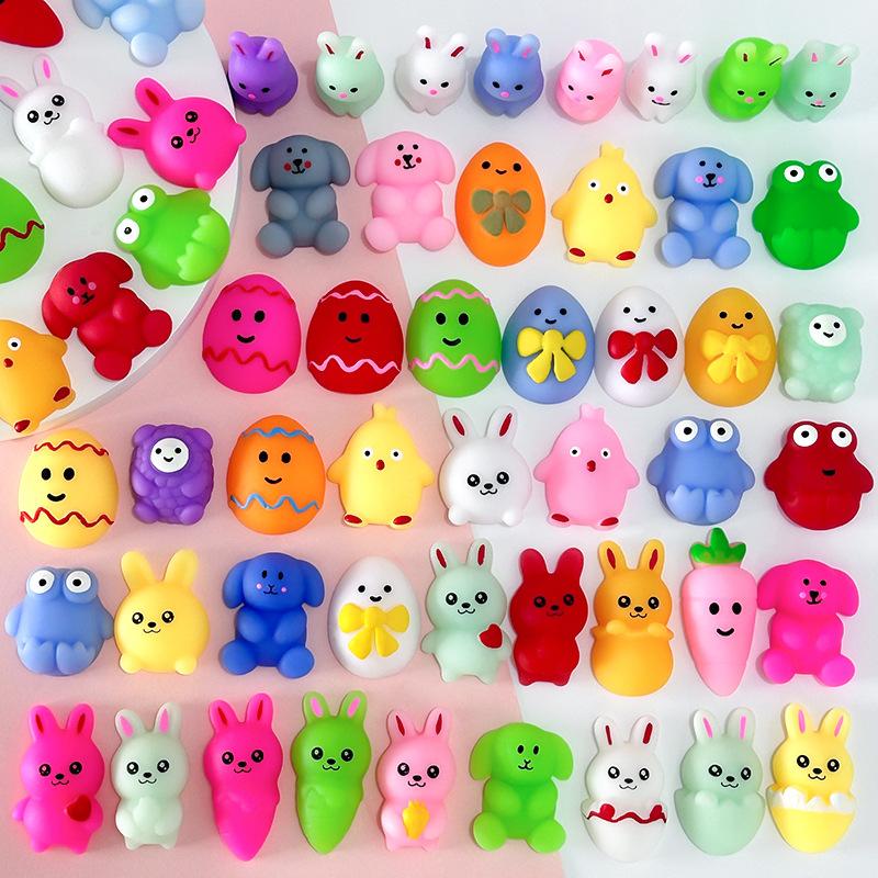 1/10/30/50/100PCS Easter Squishy Dinosaur Eggman Cute Chicken Carrot Head,Silly Dog Dumpling Stress Relief Toy Squishy