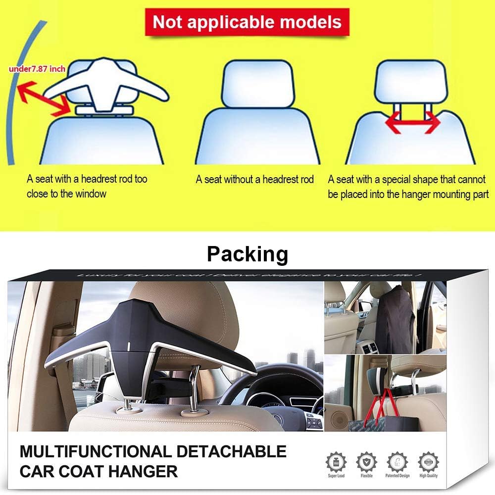Engync Car Headrest Hanger for and Ideal for Formal and Ideal for Car Sleeping in the and Travel Hanger, Multi-Purpose Suits, Bags, Luggage, Sales,
