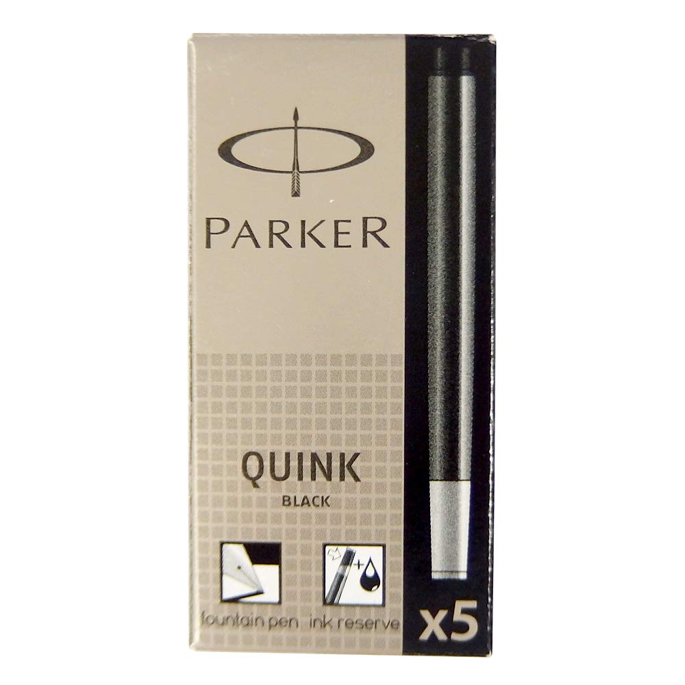 Parker Quink Black Ink Cartridges, 5-Box Set (5 Cartridges Per Box) S1162210 S0116200