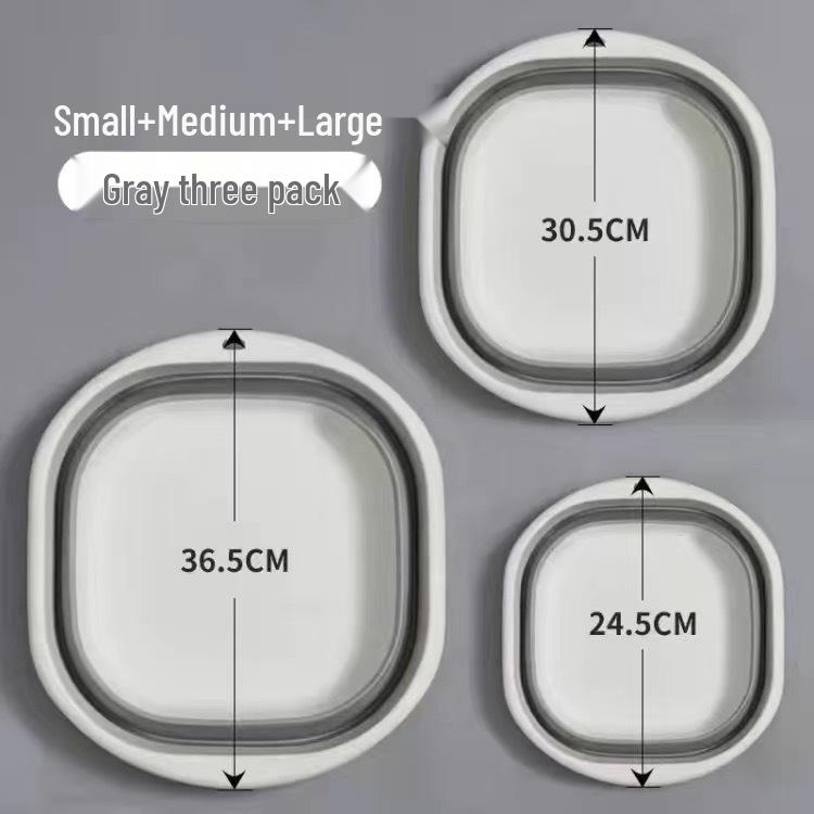 

Large Foldable Washbasin for Home, Dorm, Baby, and Travel - Portable, Compact Laundry Basin Small 25*23.5*9cm [Folded 3cm] сірий колір