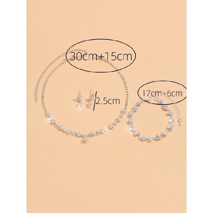 4-piece women's flower necklace with earrings and bracelet set, wedding party accessories