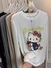 Korean Cartoon Print Long Sleeve Round Neck T-Shirt for Spring/Autumn