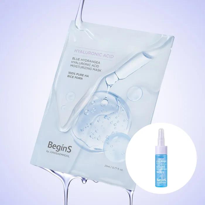 Begins by Jung Saem Mool Blue Hydrangea Hyaluronic Acid Moisture Mask (5 Sheets) (Free Gift: 7ml Moisture Serum) 5 sheet masks
