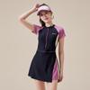 1011 New Sports Split Skirt Swimsuit Women's Short Sleeve Hot Spring Large Size Belly Cover and Skinny Seaside Swimsuit
