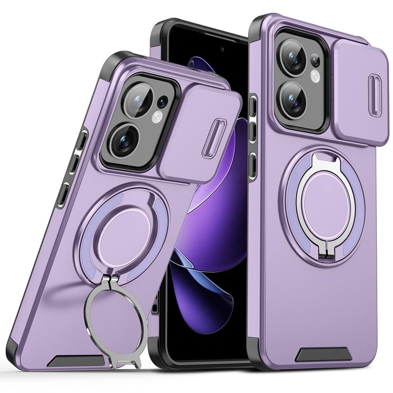 Armor Shockproof Magnetic Ring Stand Holder Case For OPPO Reno 13 13F 13 F Reno13 Pro 5G Slide Lens Protect Cover
