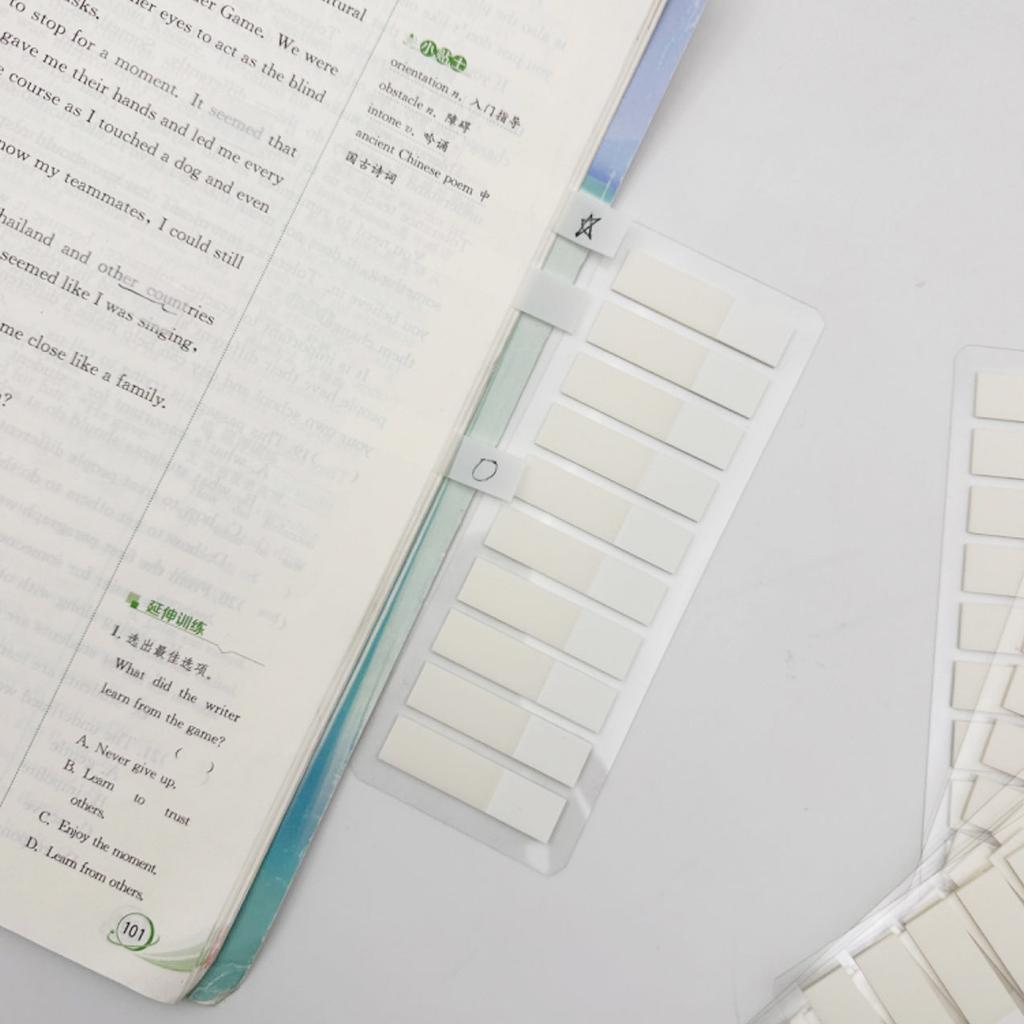 120Pcs White Clear PET Label Repositionable Writable Page Marker Bookmarks Clear PET Adhesive Notes for Binder Planner