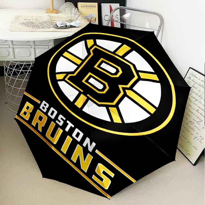 Bruins Emblem Hockey Umbrella Folding Umbrella, Automatic Umbrella 8-Frame for Travel, Camping Use Gift for Halloween Christmas
