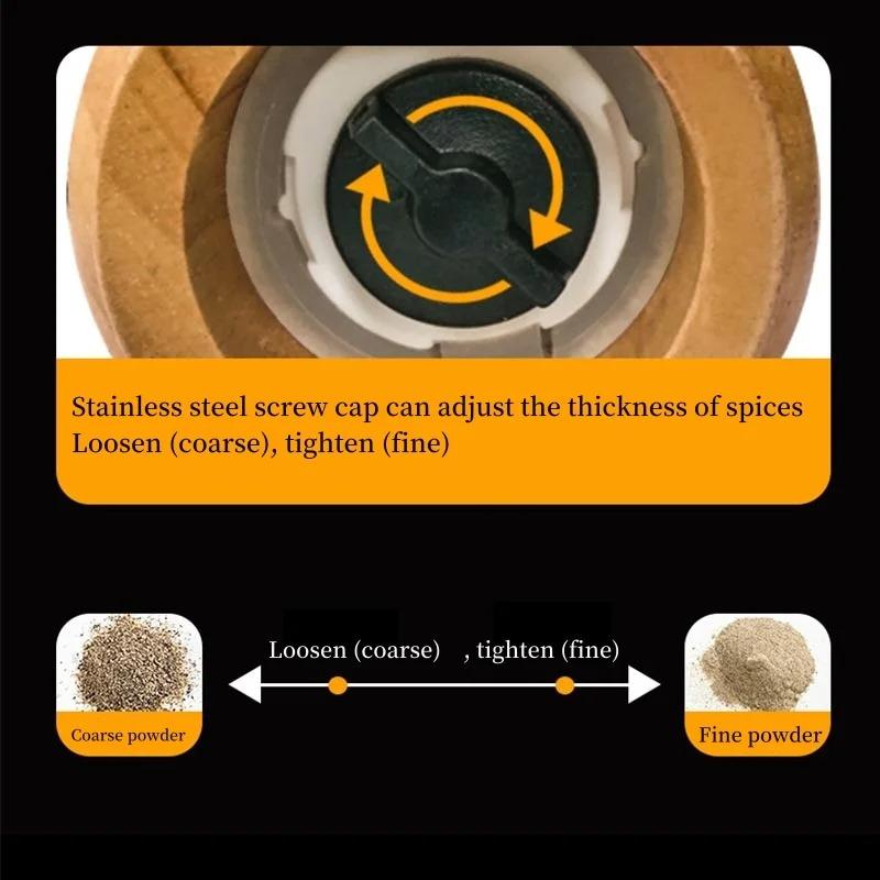 New Acacia Wood Pepper Grinder Nordic Western Restaurant Spice Shaker Solid Wood Sea Salt Grinder Bottle Pepper Mills Seasoning Jar