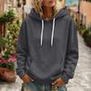 Women's Color Long Sleeve Hoodie with Drawstring Hood and Pocket Casual Pullover