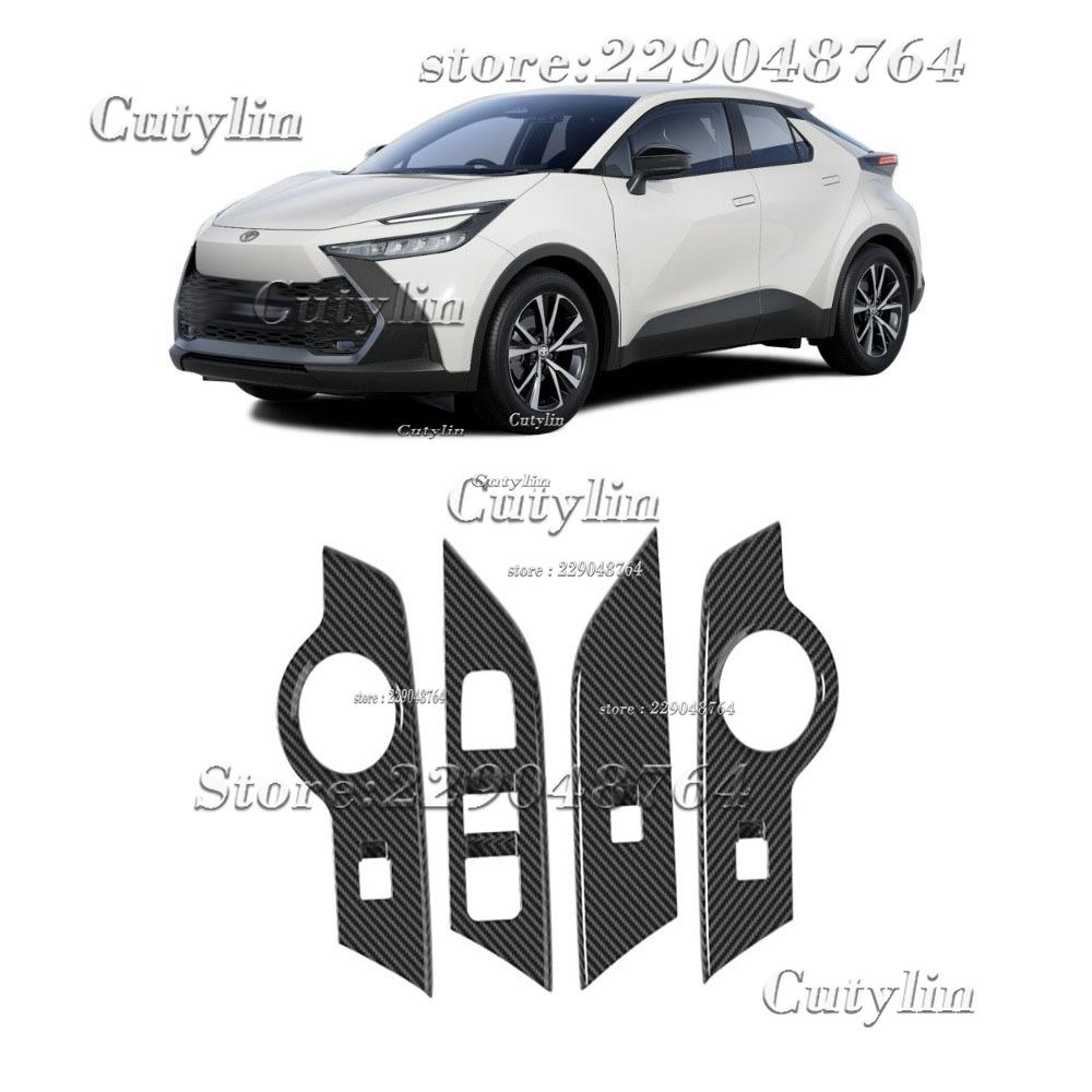 For Toyota CHR C-HR 2024 2025 ABS Carbon Fiber Gear Shift Konb Panel Cover Trim Window Lift Switch Control Button Accessories