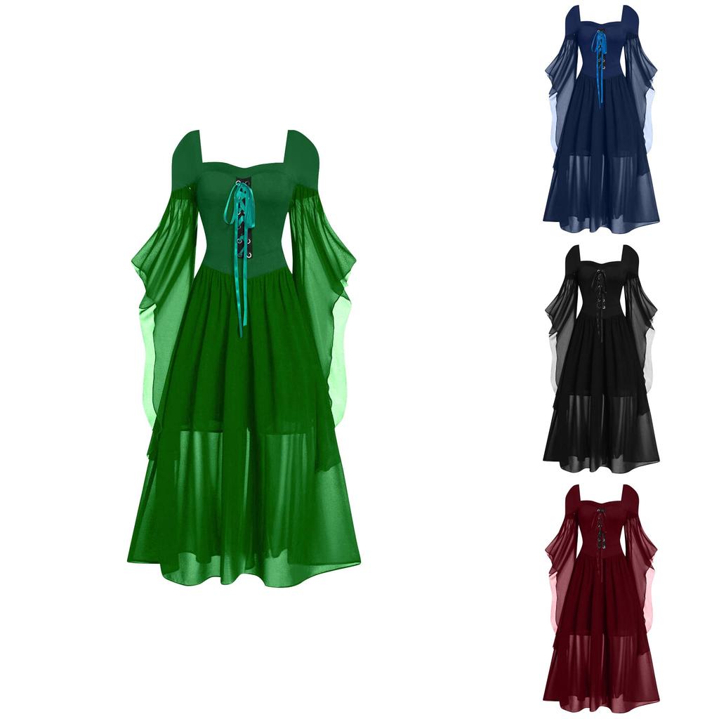 Stunning Vintage Inspired Witch Maxi Dress With Flared Sleeves Available In Ten Colors