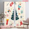 2pcs,2D Plane Printing Light Filtering Curtains Christmas Tree Snowflakes Gifts Versatile 100% Polyester (without Rod) Home