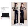 Onabebi Maternity Flared Pants with Bootcut Pregnancy Adjustable Beautiful Effect Black Pants, Slits, Trousers, Waist, Pockets, Line, Casual,