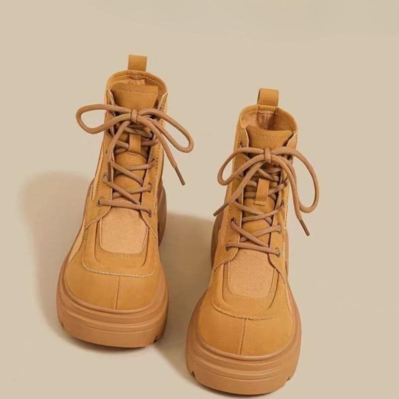 

Women s Boots 2025 Autumn Women Ankle Boots Platform Short Boots Fashion Style Retro Design Female High Top Casual Shoes 40 жёлтый