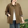 Women's Artistic Loose-Fit Jacket: 2026 Spring/Autumn, Plus Size, Long Sleeve with Lapels, Korean Style