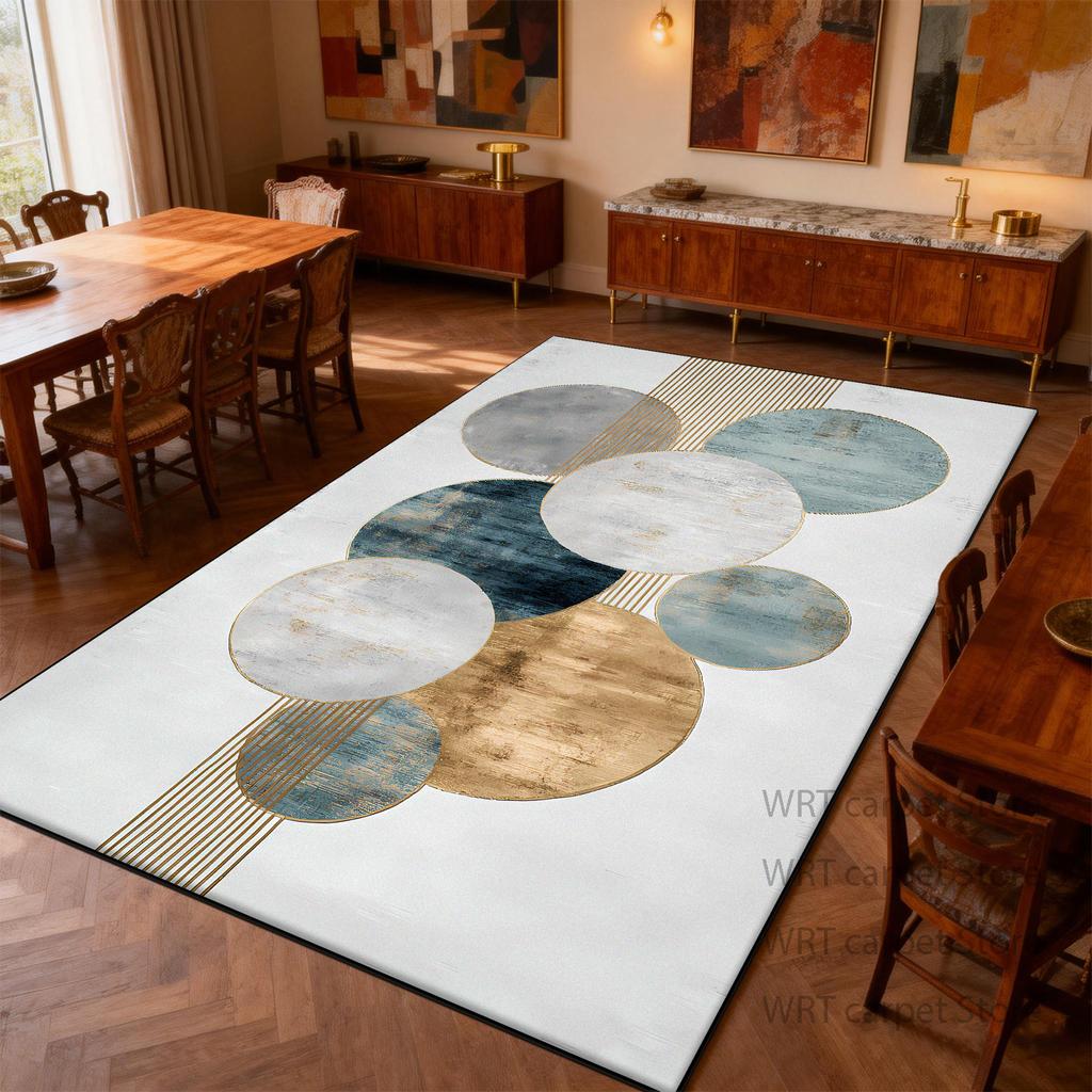 Modern Light Luxury Art Style Carpet for Dining Room Decoration Living Room Large Area Rug Bedroom Bedside Non-slip Washable Mat