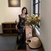 Source Holiday Wind Lotus Leaf Edge Sleeveless Floral Suspender Dress Women's Waist Skinny Temperament Dress