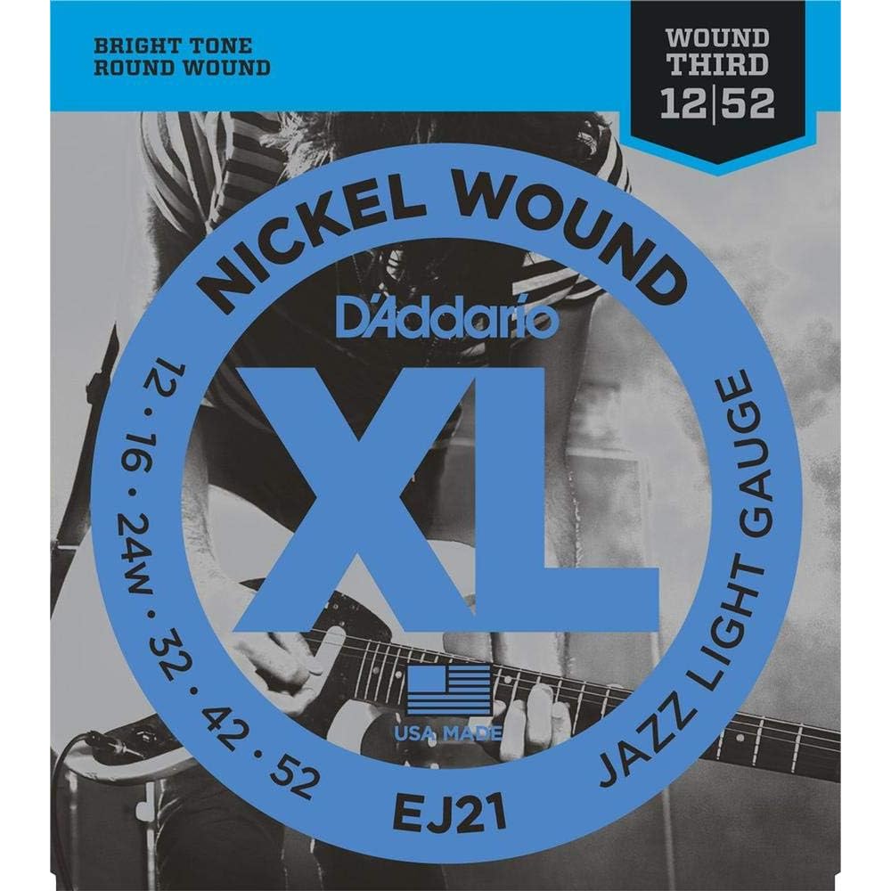 D Addario XL Nickel Jazz Light Electric Guitar Strings, .012-.052, 10-Pack (EJ21) [Domestic Genuine Product]