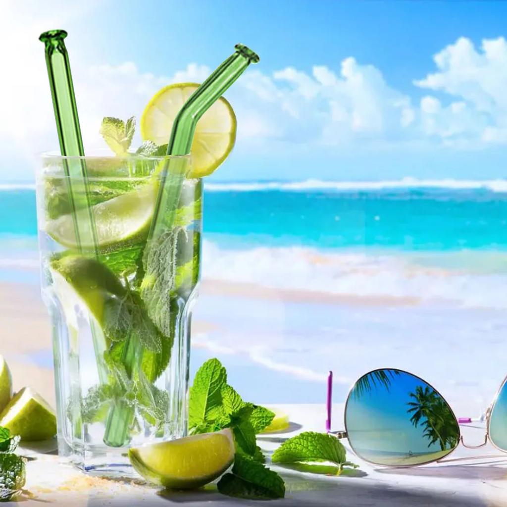 11Pcs Glass Straw Reusable Drinking Straw Borosilicate Glass Tube Straws for Drinks Cocktail with Cleaning Brush Bar Accessories