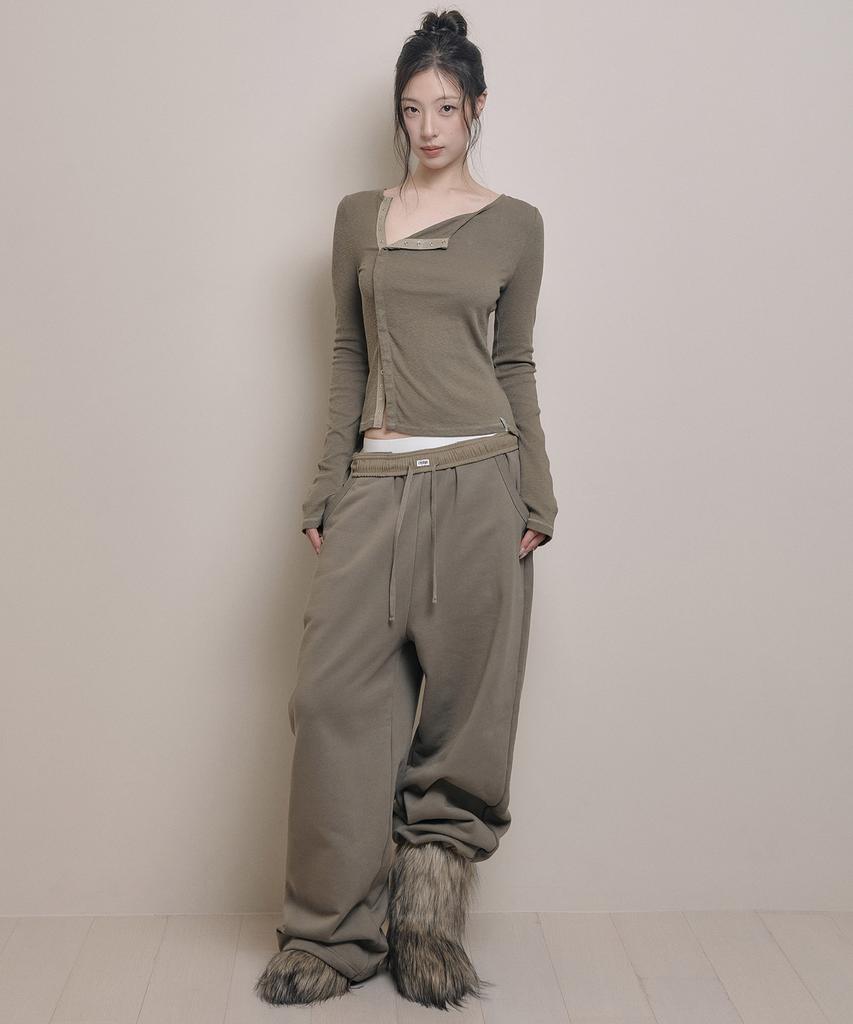 AWOSWEIB Open Snap Slim Longsleeve - Khaki Brown